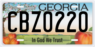 GA license plate CBZ0220