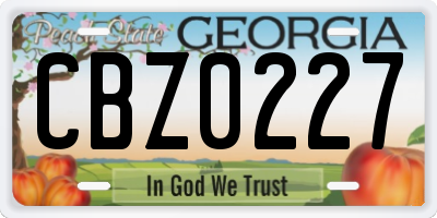 GA license plate CBZ0227