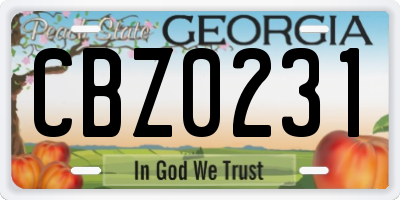 GA license plate CBZ0231