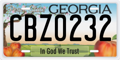 GA license plate CBZ0232