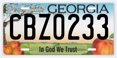 GA license plate CBZ0233