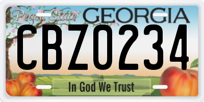 GA license plate CBZ0234