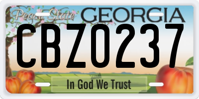 GA license plate CBZ0237