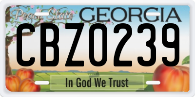 GA license plate CBZ0239
