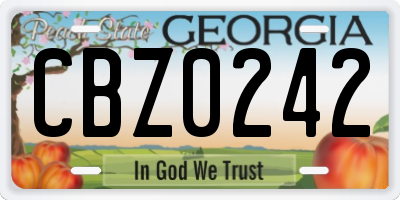 GA license plate CBZ0242
