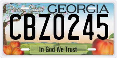 GA license plate CBZ0245