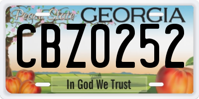GA license plate CBZ0252