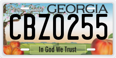 GA license plate CBZ0255