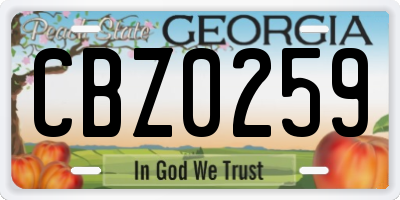 GA license plate CBZ0259