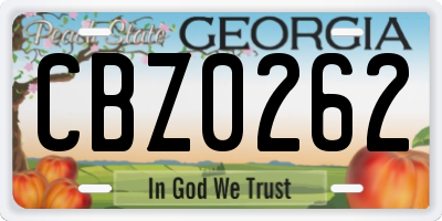 GA license plate CBZ0262