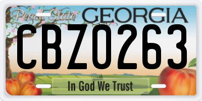 GA license plate CBZ0263