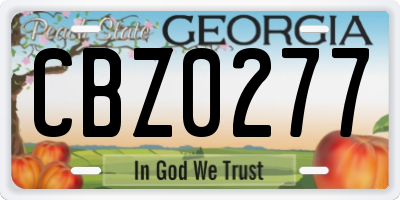 GA license plate CBZ0277