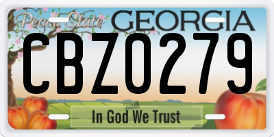 GA license plate CBZ0279