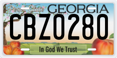 GA license plate CBZ0280