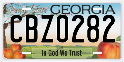 GA license plate CBZ0282