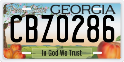 GA license plate CBZ0286