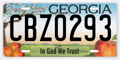 GA license plate CBZ0293
