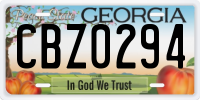 GA license plate CBZ0294