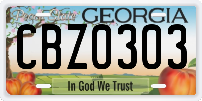 GA license plate CBZ0303