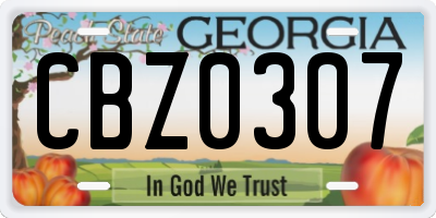 GA license plate CBZ0307