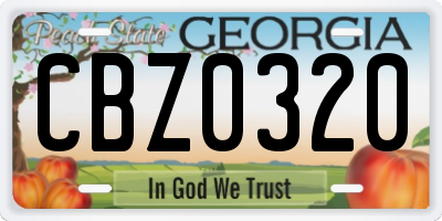 GA license plate CBZ0320