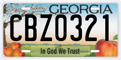GA license plate CBZ0321