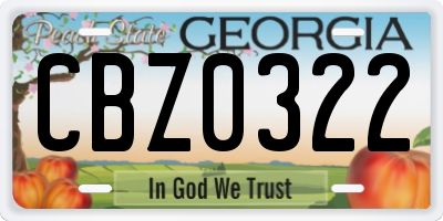 GA license plate CBZ0322