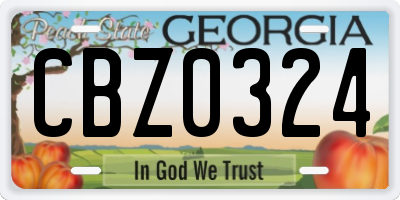 GA license plate CBZ0324