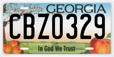 GA license plate CBZ0329