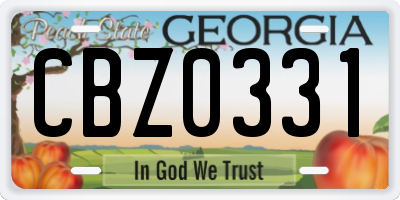 GA license plate CBZ0331