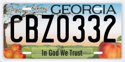 GA license plate CBZ0332