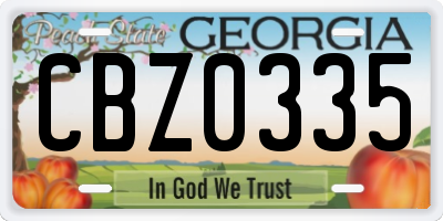 GA license plate CBZ0335