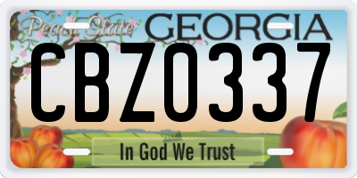 GA license plate CBZ0337