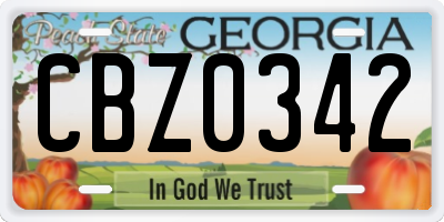 GA license plate CBZ0342