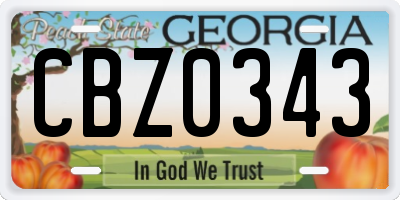 GA license plate CBZ0343