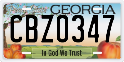 GA license plate CBZ0347