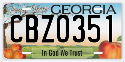 GA license plate CBZ0351