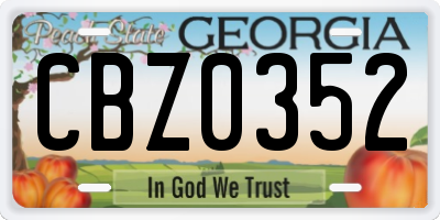 GA license plate CBZ0352