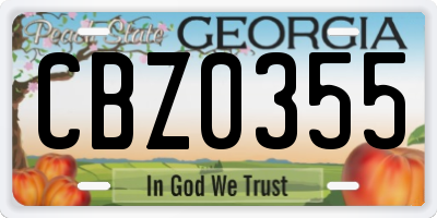 GA license plate CBZ0355