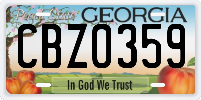 GA license plate CBZ0359
