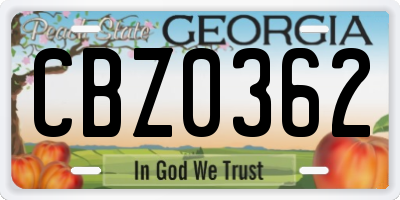 GA license plate CBZ0362