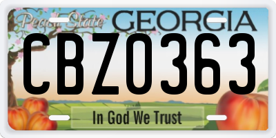 GA license plate CBZ0363