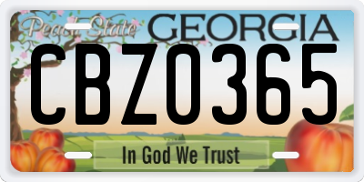 GA license plate CBZ0365