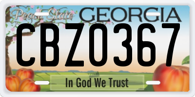 GA license plate CBZ0367