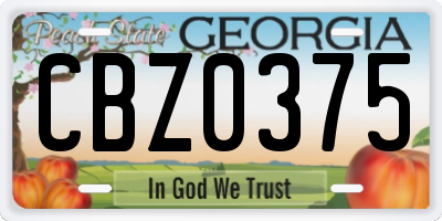 GA license plate CBZ0375