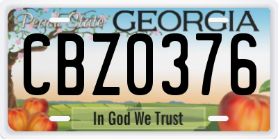 GA license plate CBZ0376