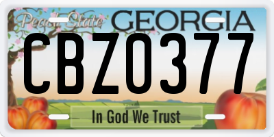GA license plate CBZ0377