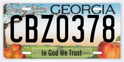 GA license plate CBZ0378