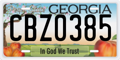GA license plate CBZ0385