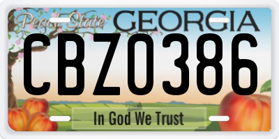 GA license plate CBZ0386